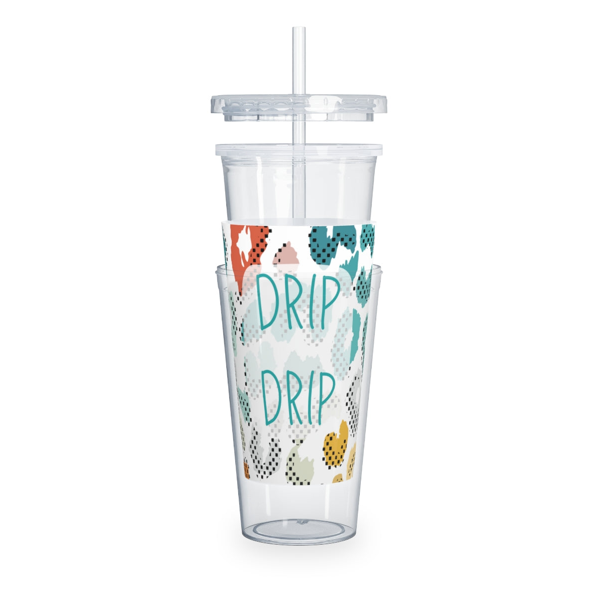 Boho Leopard Print Plastic Tumbler with Straw