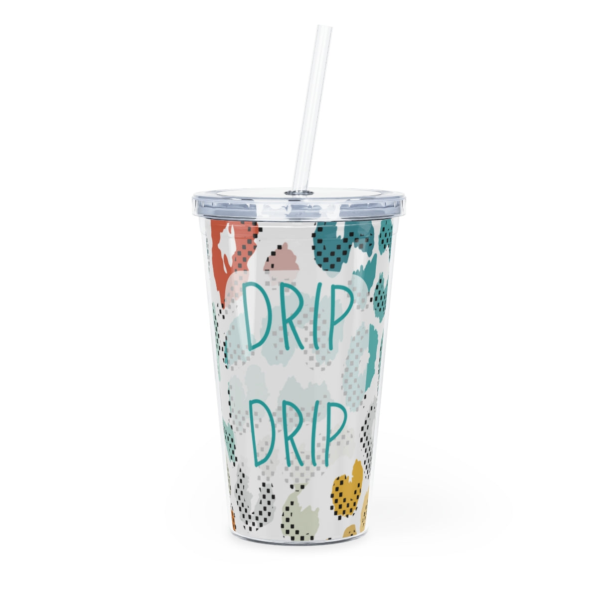 Boho Leopard Print Plastic Tumbler with Straw