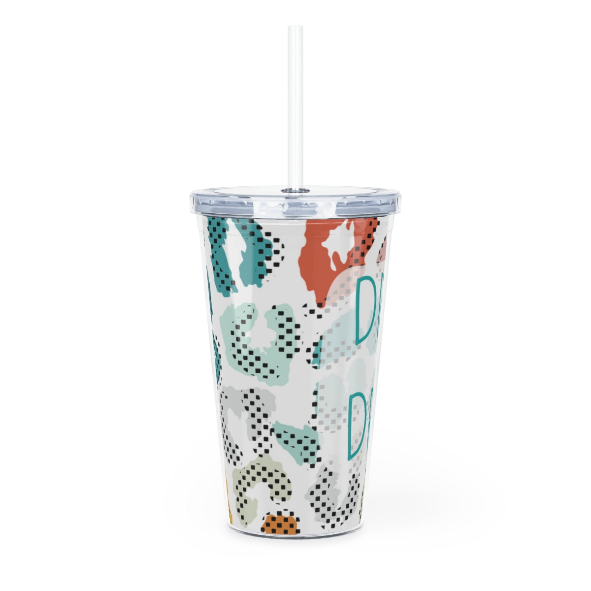 Boho Leopard Print Plastic Tumbler with Straw